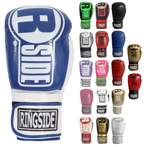 Ringside Apex Bag Gloves, IMF-Tech Boxing Gloves with Secure Wrist Support, Synthetic Boxing Gloves for Men and Women - color: Blue/White, size: Small-Medium
