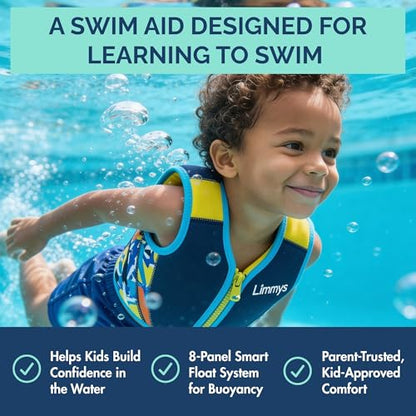 Limmys Swim Vest for Toddlers & Kids - Adjustable Buoyancy Swimming Aid, CE Safety Certified, Award-Winning Parent-Approved Design, Soft Neoprene Comfort, Secure Durable Design, Carry Bag Included