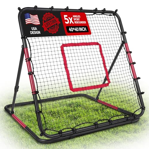 Volleyball Rebounder Net 40"x40" – Adjustable Angles Bounce Back Training Equipment for Volleyball, Baseball, Softball & Lacrosse, Durable, Portable, Easy Setup for Indoor & Outdoor Practice