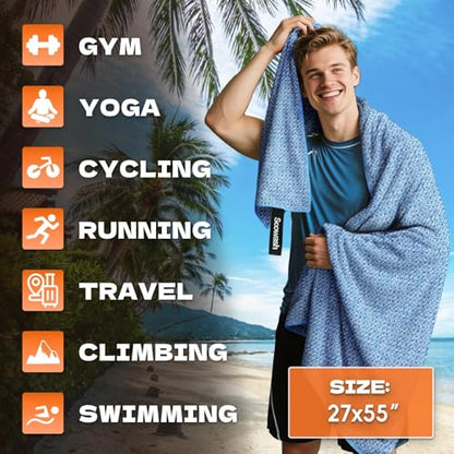 Microfiber Sweat Towel, Quick Dry 3 Pack 27x55 in - color: Blue, size: 27 inch X 55 inch