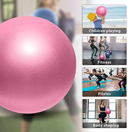 Cikyner Soft Pilates Ball, Small Exercise Ball 9 Inch Mini Gym Ball with Inflatable Straw, Suitable for Pilates, Yoga, Full Body Training, Physical Therapy and Balance improving at Home, Gym & Office - color: Pink