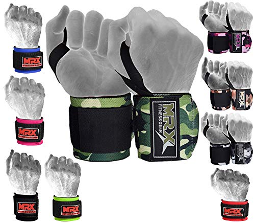 MRX Weight Lifting Wrist Wraps for Wrist Support Lifting Straps Gym Bodybuilding Training Workout for Men and Women - color: Camo Green