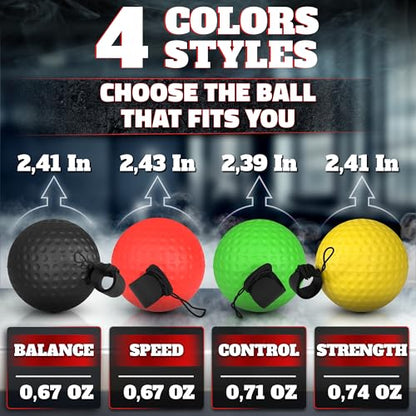 BURIUS Boxing Reflex Ball Set, 4 Balls and 2 Headbands, Reaction Training