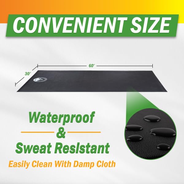 Treadmill & Exercise Equipment Mat – Non-Slip, Waterproof Pad for Bike, Walking Pad, Elliptical or Home Gym – Noise-Reducing Workout Floor Protector by Wakeman - size: Small