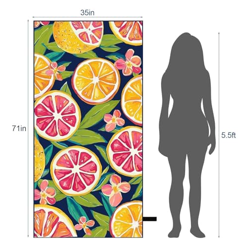 Oversized Microfiber Beach Towel Thin, Tropical Fruit Lemon Double Side Printed Towel 1PC, Large Sand Free Quick Dry Soft Absorbent Compact Towels for Women Men Kids, Summer Pool Swim Bath, 35"x71" - style: Tropical Fruit Lemon