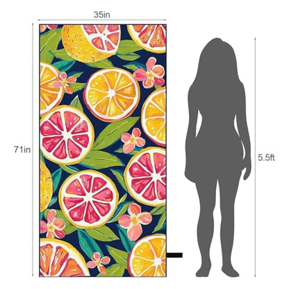 Oversized Microfiber Beach Towel Thin, Tropical Fruit Lemon Double Side Printed Towel 1PC, Large Sand Free Quick Dry Soft Absorbent Compact Towels for Women Men Kids, Summer Pool Swim Bath, 35"x71" - style: Tropical Fruit Lemon