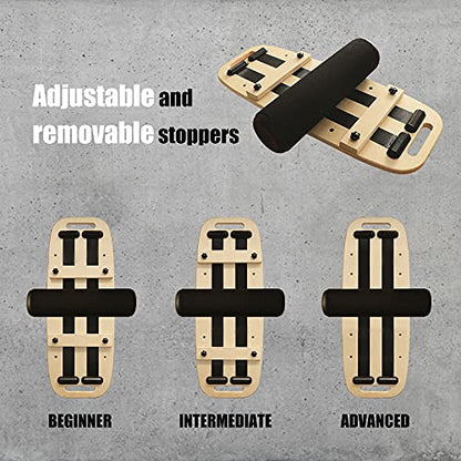 Balance Board, Stability Core Trainer, Training Board for Exercise, Fitness, Non-Slip Deck and Roller, with Adjustable Stoppers