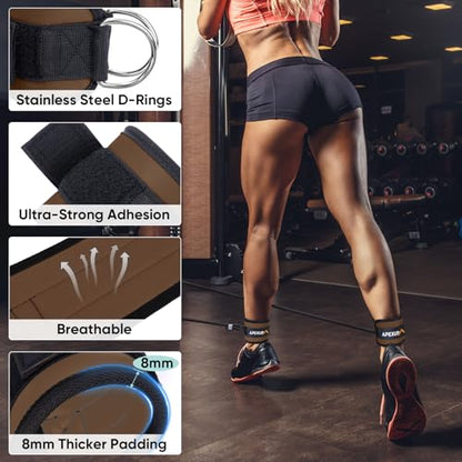 APEXUP Ankle Strap for Cable Machine, Ankle Resistance Bands, Cable Kick Back Ankle Straps for Gym, Glute Workouts, Leg Extensions, Adjustable Straps with Neoprene Padding - color: Mocha, style: Single