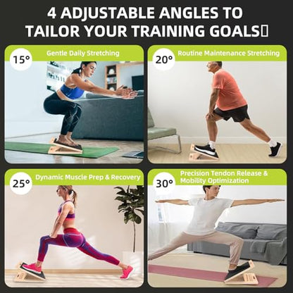 Adjustable Wooden Slant Board for Calf Stretching ,Portable Calf Strecther Incline Board for Knees Ankle Heel Feet Leg,Slanted Board for Physical Therapy - style: Standard Edition (15°-30°)