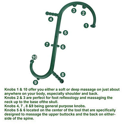 Massage Trigger Point Cane, Body Deep Tissue, Handheld Back, Neck, Shoulder, Leg and Feet Massager Rod, Muscle Release Tool Self Massage Hook Cane Gifts for Women & Men, Green - color: Green