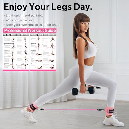 Ankle Resistance Bands with Cuffs, Ankle Bands for Working Out, Ankle Resistance Band for Legs and Glutes Workout Equipment, Butt Exercise Equipment for Women