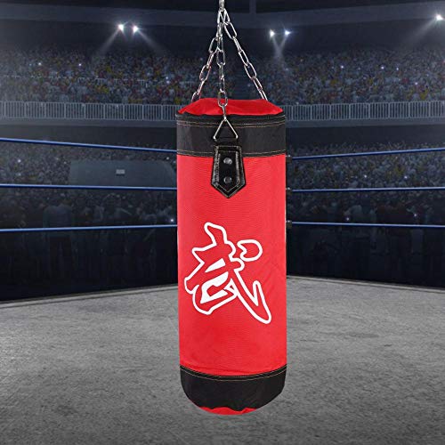 Tbest Heavy Boxing Punching Bag, Empty Sandbag Hanging Punching Bag Training MMA Kickboxing Muay Thai Boxing Sandbag Hook Kick Sandbag for Kid Adult - color: Red, size: 60CM
