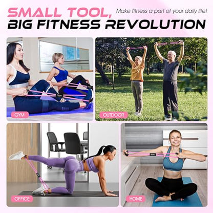 Resistance Bands, Figure 8 Resistance Band, Exercise Bands with Handles, Weights Workout Bands for Arms, Back, Shoulder, Leg, Physical Therapy, Pilates, Home Workout Equipment That Replace Dumbbells - color: 1-Pink
