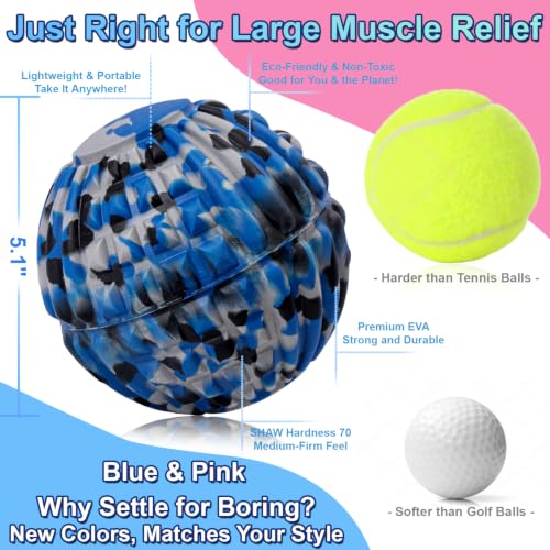 Deep Tissue Massage Ball for Exercise & Recovery - SGS Certification - color: Blue&gray, size: 1-Pack | 5.1-inch