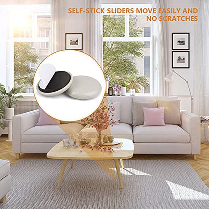 1-1/4" Furniture Sliders for Carpet & Hardwood Floors, 24PCS Furniture Pads for Quickly and Easily Move Any Item and Protect The Floor