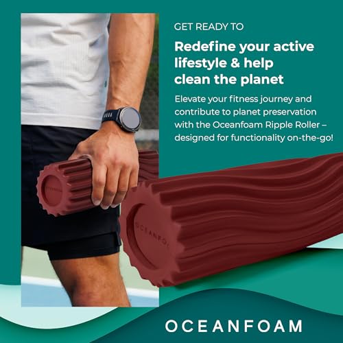 Ripple Travel Foam Roller (11" x 3.35") Firm Mini Foam Roller for Physical Therapy, Deep Tissue Massage, Back Pain - High Density, Ergonomic Wave Textured - Yoga, Pilates, Exercise (Maroon) - color: Maroon