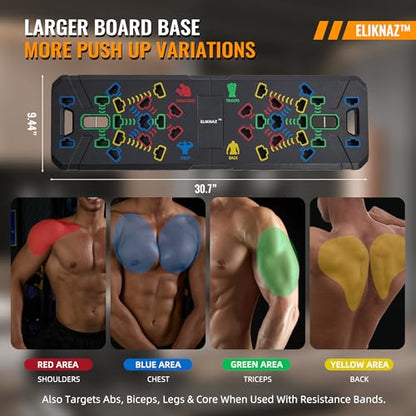 Portable Push Up Board Gym Kit 25-in-1, Foldable Push Up Station & Exercise Board Workout Set with 18 Accessories, Resistance Bands & Handles, Ankle Straps for Men, Women & Teens