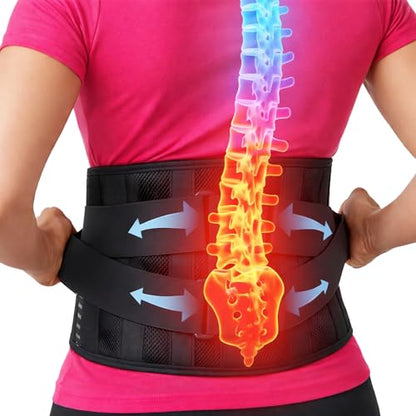 Back Brace for Lower Back Pain Relief | Sciatica Lumbar Support Belt for Men & Women, Adjustable Back Support Brace for Work & Daily Use, All-Day Comfort & Heavy-Duty Compression (Small (28-32.9"))
