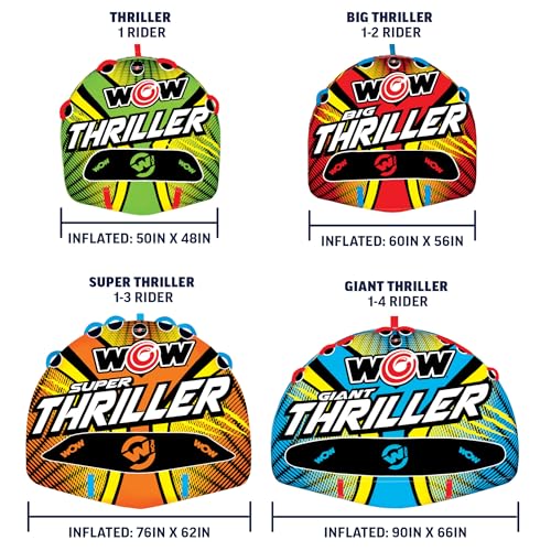 Wow Sports Thriller Towable Deck Tube for Boating Adults, Tubing Boat Inflatable for Water Sports - size: 3 person