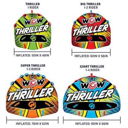 Wow Sports Thriller Towable Deck Tube for Boating Adults, Tubing Boat Inflatable for Water Sports - size: 3 person