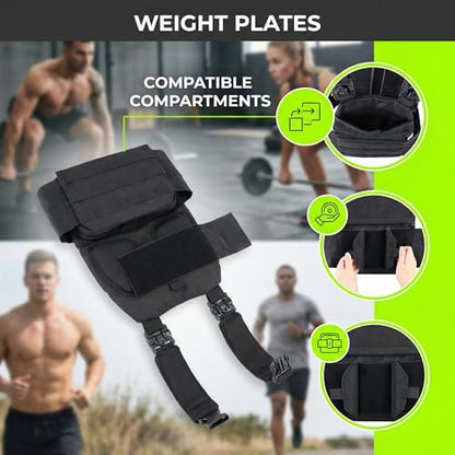 Tactical Weighted Vest for Men & Women Adjustable Strength and Endurance Workout Vest with MOLLE Panel Padded Shoulder Straps Breathable Mesh Quick Release Buckles for Running Rucking Training Fitness - color: Black