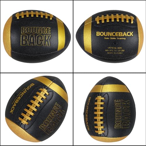 BOUNCEBACK Soft Leather Training Football, Youth Size & Official Size, Fatherless PU PassCatch Solo Enhancing Passing Catching(with Pump) - style: Black-9#(Ages 14+)