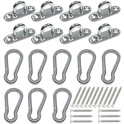 8Pcs 304 Stainless Steel 1.8 inch Pad Eye Hooks and 8Pcs 304 Stainless Steel Snap Hooks,Screw Ceiling Hook,Shade Sail Hardware,Outdoors String Lights Hangers with Screws Anchors - style: 1.8 Inches Pad Eye Hooks with Snap Hooks