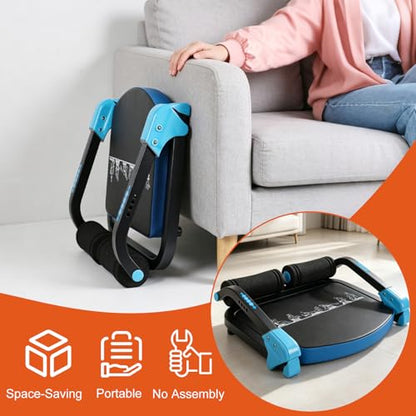 Ab Workout Machine, Adjustable Resistance Ab Trainer with Auto-Rebound, Foldable Sit Up Equipment for Full Body Workout, Core, Arms & Legs Training for Home Gym