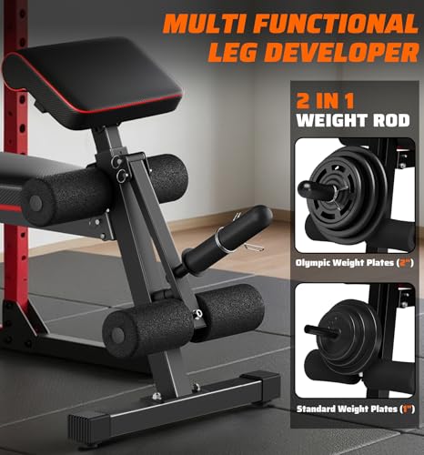 Foldable Adjustable Weight Bench with Leg Extension & Preacher Pad for Home Gym, Bench Press for Full Body Workout with Leg Developer, 900Lbs Capacity & Space-Saving Design