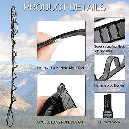 23KN (5070 lbs) Heavy Duty Straps - 2 Pack Adjustable Daisy Chain Webbing for Aerial Yoga, Hammock, Fitness & Rigging - CE/EN566 Certified, Red/Grey - color: Grey