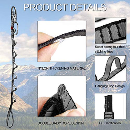 23KN (5070 lbs) Heavy Duty Straps - 2 Pack Adjustable Daisy Chain Webbing for Aerial Yoga, Hammock, Fitness & Rigging - CE/EN566 Certified, Red/Grey - color: Grey