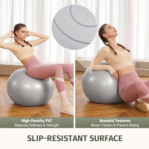 ZELUS 23in. Balance Ball with 55cm Yoga Ball, Resist Bands & Foot Pump - color: Matcha green