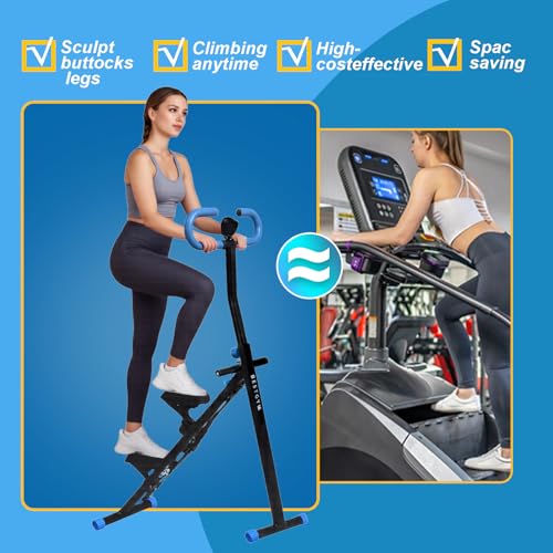 Stepper Machine Adjustable Handles, Compact Stepper Exercise Machine with LCD Display for Home Cardio Workout - color: Black