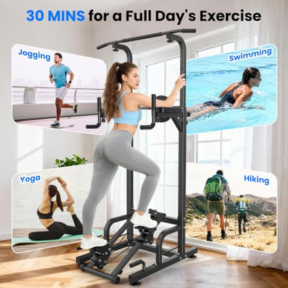 RELIFE REBUILD YOUR LIFE Pull Up Bar Free Standing Power Tower for Home Gym - color: Black-01