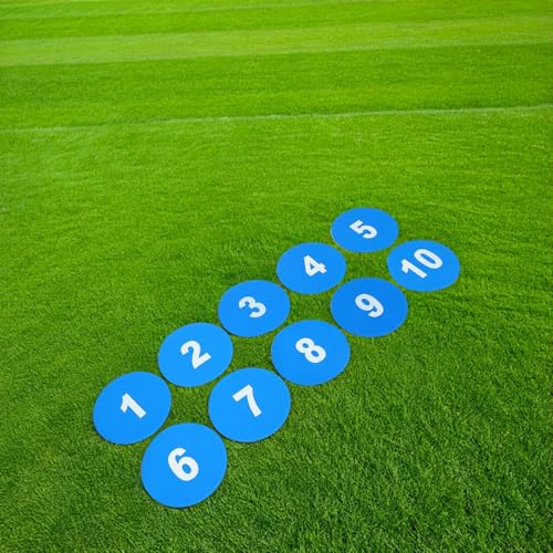 Healeved 10pcs Non-Slip Soccer Training Spot Markers 23cm Flat Numbered Floor Discs Cones for Football Field Drills Classroom Sports Speed Training