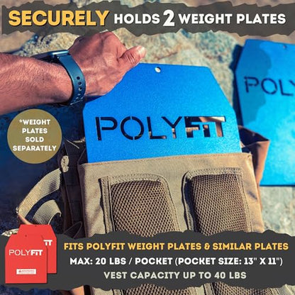 POLYFIT (Fortify) Weighted Vest for Strength and Endurance Training, Rucking, Fitness Workouts, Running, WODs - color: Camo