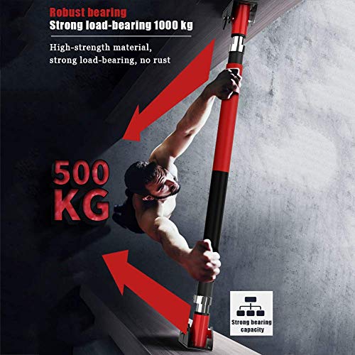 Pull Up Bar No Screw Installation Doorway Adjustable Chin Up Bar Fits Indoor Fitness Workout Stretch,with Safety Buckle&Comfortable Handle Not Hurt The Wall,Maximum Load 500Kg