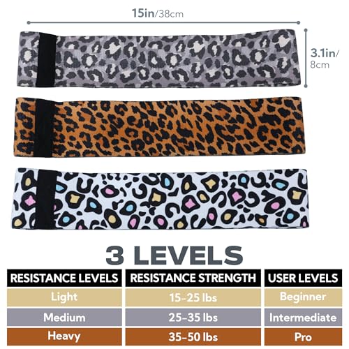 Booty Bands, 3 Levels Hip Bands, Polyester-Cotton and Latex Silk Workout Bands Resistance Bands for Home, Gym, Fitness, Pilates, Yoga (Pack of 3) - style: Leopard-New