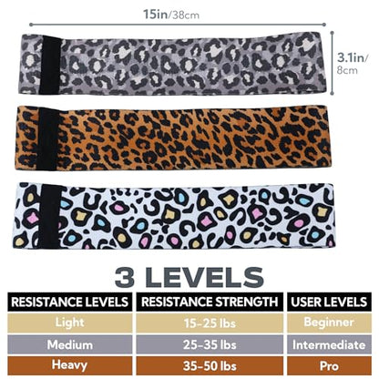 Booty Bands, 3 Levels Hip Bands, Polyester-Cotton and Latex Silk Workout Bands Resistance Bands for Home, Gym, Fitness, Pilates, Yoga (Pack of 3) - style: Leopard-New