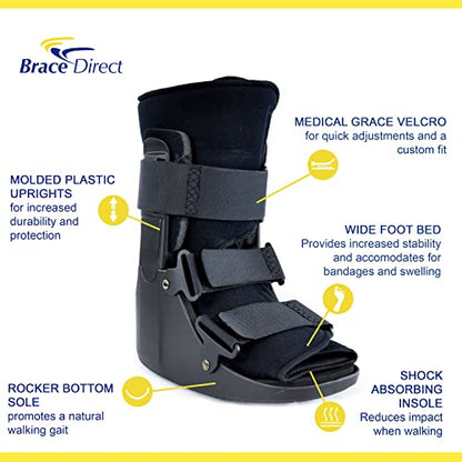 Brace Direct CAM Walker Fracture Boot Short - Lightweight Walking Boot for Foot & Ankle Injuries, Sprains & Stress Fractures - Doctor-Recommended (Men’s 4.5–7 / Women’s 6.5–8)