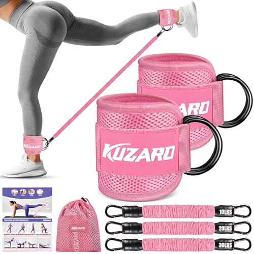 Ankle Resistance Bands with Cuffs, Ankle Weights Bands for Working Out, Women Leg and Glutes Workout Equipment, Exercise Bands for Kickbacks, Butt and Booty Trainer, Home Gym Fitness Equipment