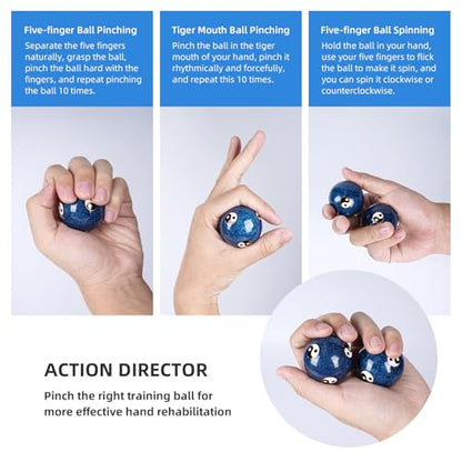 2 Pack Yin Yang Baoding Balls | Tai Chi Balance & Hand Therapy - Adult Stress Relief Meditation Balls, Boost Mindfulness Harmony for Men Women
