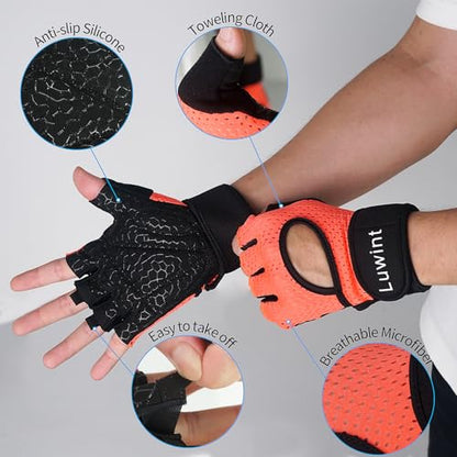 Luwint Ventilated Workout Gloves, Flexible Full Palm Wrist Support for Men and Women Exercise, Weight Lifting, Gym, Cycling