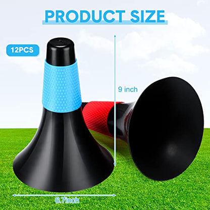 12 Pack Agility Training Sport Cones 9 Inch Flexible Marker Cones with Carry Bag Plastic Soccer Basketball Training Equipment for Indoor Outdoor Speed Grab Drills (Black)