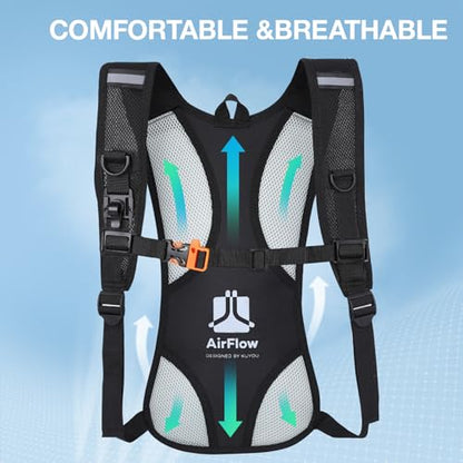 KUYOU Running Hydration Vest - Lightweight Insulated Hydration Backpack with 2L Water Bladder, Adjustable Chest Straps and Reflective Water Backpack for Running Marathon Race Hiking Cycling - color: Green