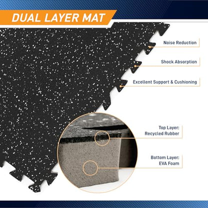 Marcy Interlocking Dual Density Rubber Top EVA Foam Home Gym Floor Mat for Exercise Equipment & Accessories MAT-40