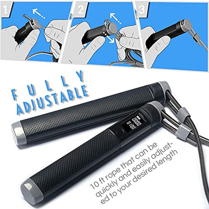 Jump rope digital counter, used for indoor / outdoor fitness training boxing, adjustable calorie skipping exercise