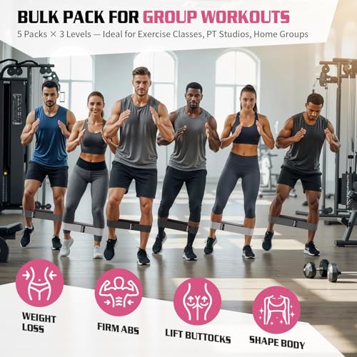 15PCS Fabric Resistance Bands for PT& Yoga Class, Athletes Training, Home Gym Exercise, Non-Slip Booty Bands Bulk Set for Glute, Leg Bands for Women, 3 Resistance Levels with Carry Bag