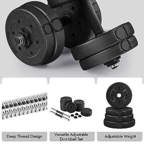 Yaheetech Adjustable Dumbbell Sets Free Weights for Women Men Beginner Dumbbells Changeable Home Gym Apartment Exercise & Fitness Equipment Black - size: 33 pounds