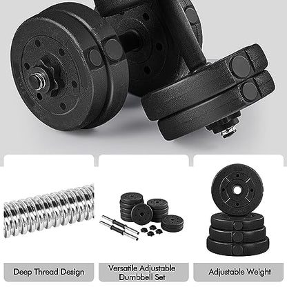 Yaheetech Adjustable Dumbbell Sets Free Weights for Women Men Beginner Dumbbells Changeable Home Gym Apartment Exercise & Fitness Equipment Black - size: 33 pounds